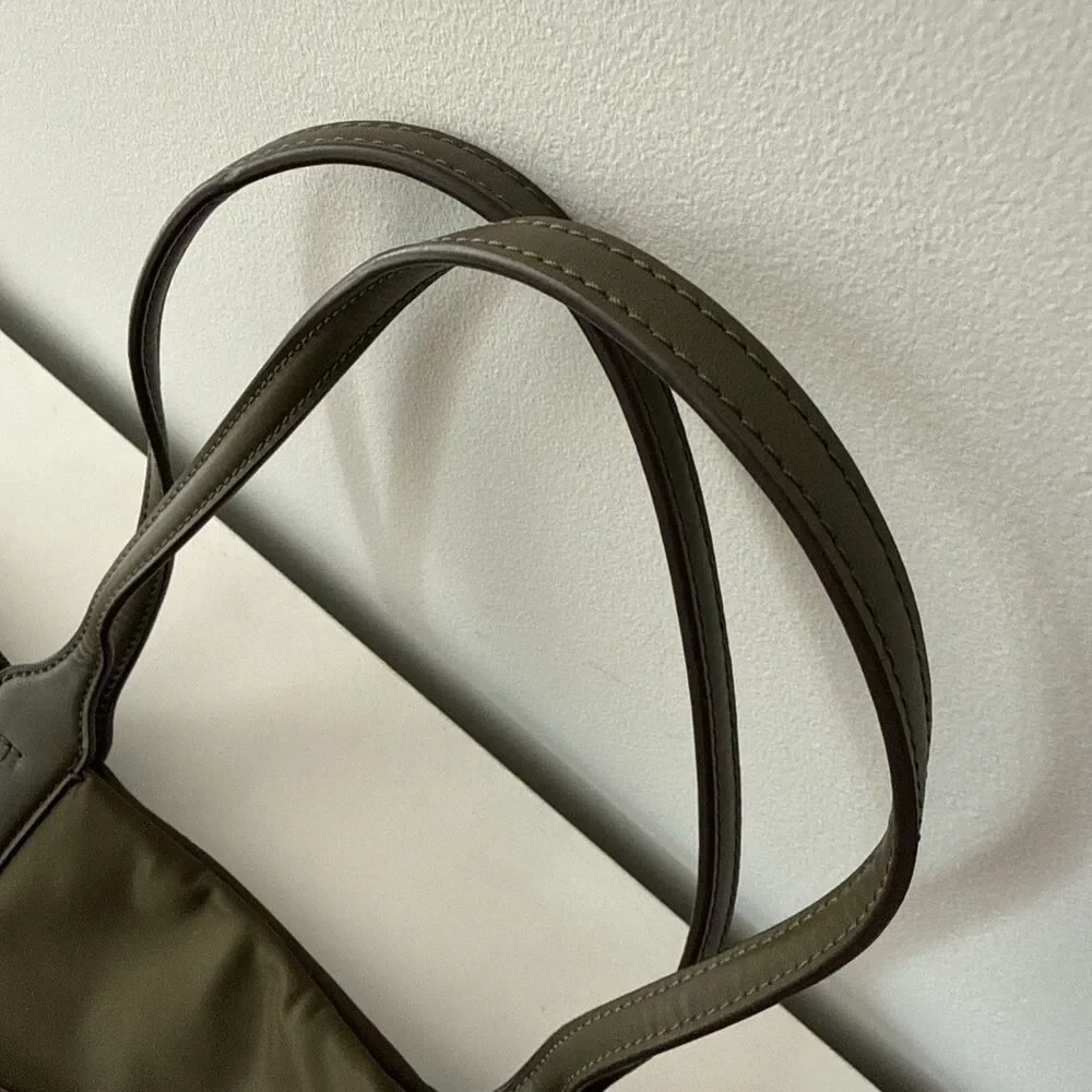 Tory Burch Ella Nylon Tote Bag Olive Leather Trim Authentic Light & Durable NWOT